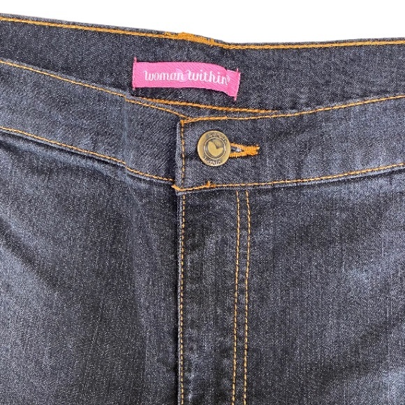 Natural Fit Womens Jeans Woman Within Plus Size 24W Petite Dark Wash Black Blue - Picture 8 of 14